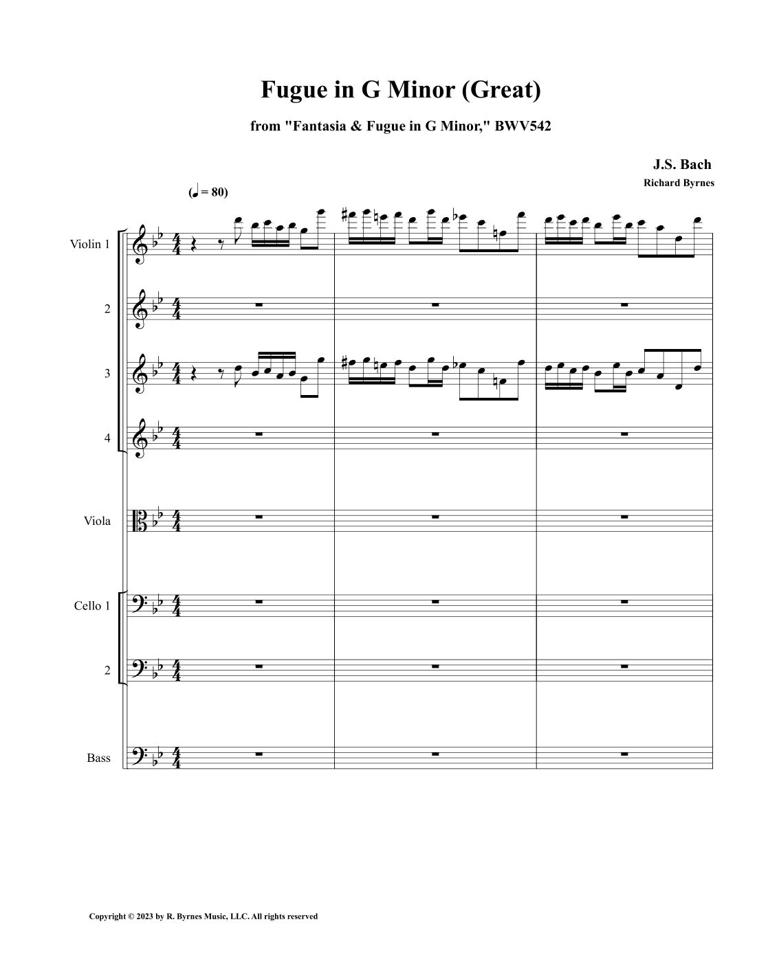 Fugue in G Minor, BWV 542 (Great) (String Orchestra) (arr. Richard Byrnes)