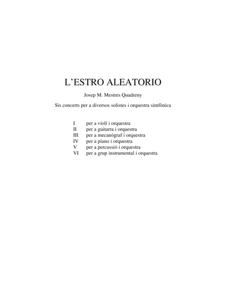 L'estro aleatorio