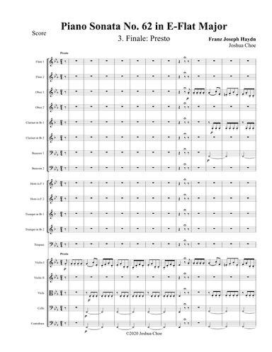 Piano Sonata in E-flat major, Hob.XVI:52, Movement 3 (arr. Joshua Choe)