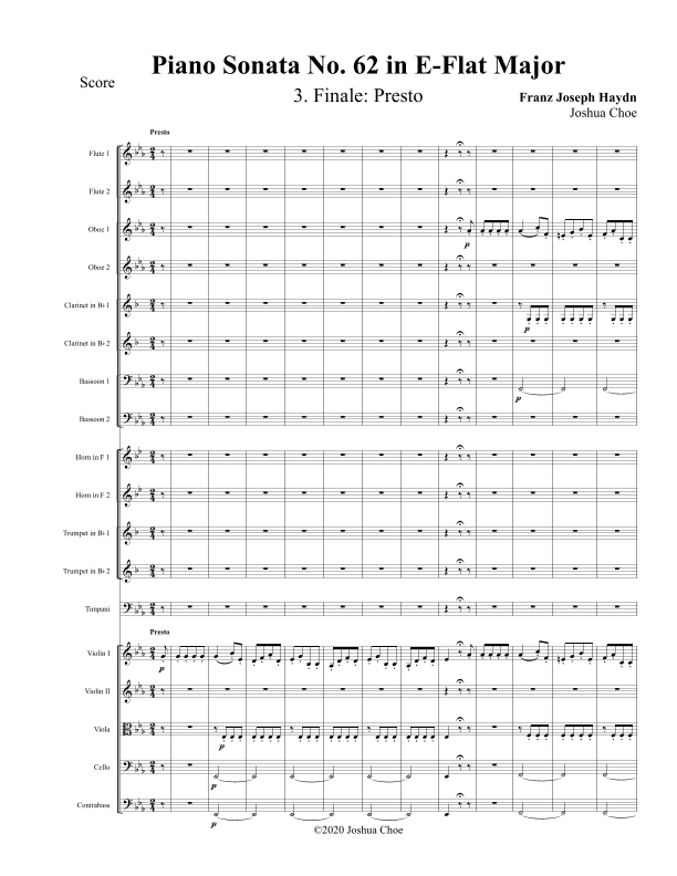 Piano Sonata in E-flat major, Hob.XVI:52, Movement 3 (arr. Joshua Choe)