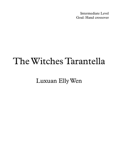 The Witches Tarantella - Intermediate piano pedagogical music for hand crossover, as Halloween speci