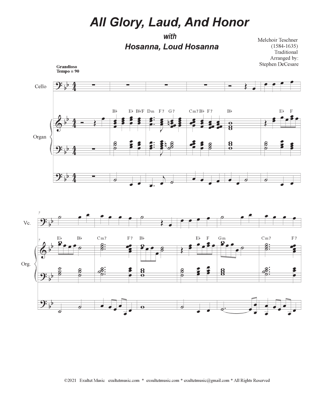 All Glory, Laud, And Honor (with "Hosanna, Loud Hosanna") (Cello solo and Organ) (arr. Stephen DeCesare)