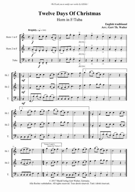 Twelve Days Of Christmas (arr. Gert Th. Walter)