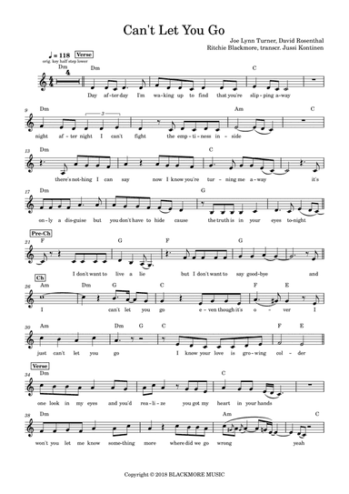 Can't Let You Go (arr. Jussi Kontinen)