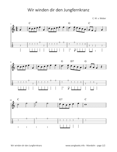 Wir winden dir den Jungfernkranz - C. M. v. Weber (arr. songbooks.info)