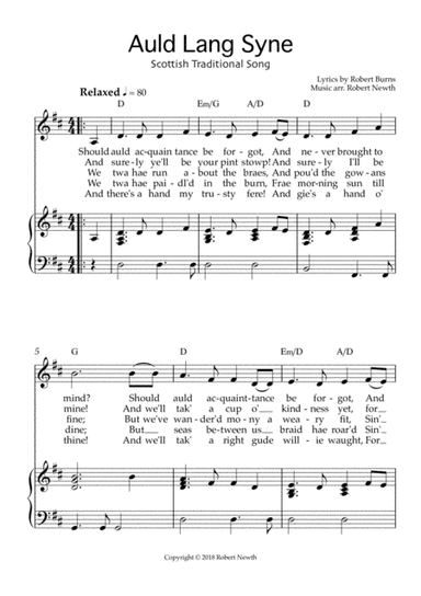 Auld Lang Syne - Traditional Scottish Song (arr. Robert Newth)