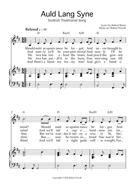 Auld Lang Syne - Traditional Scottish Song (arr. Robert Newth)