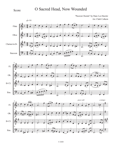 O Sacred Head, Now Wounded (Woodwind Quartet) (arr. Clark Cothern)
