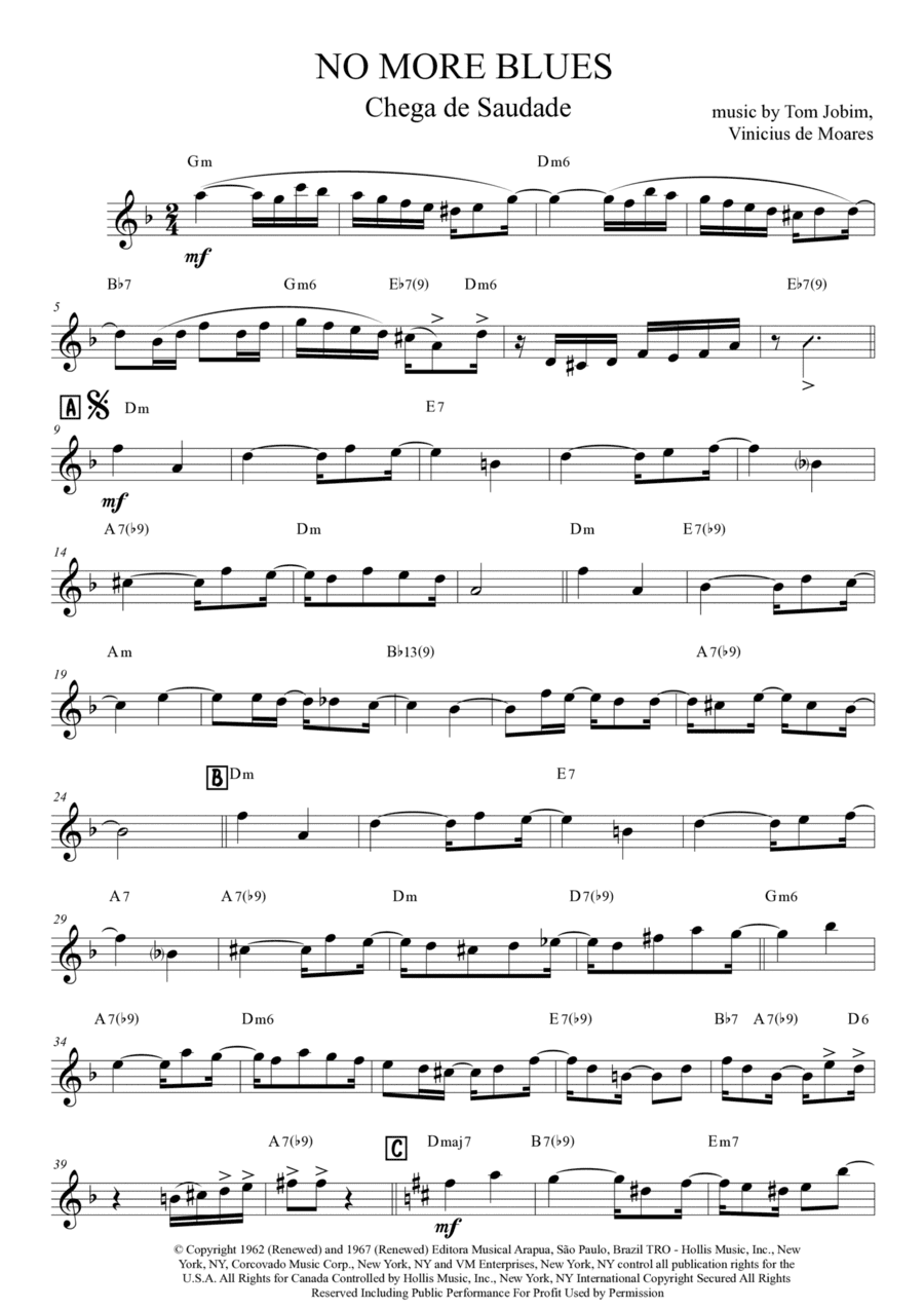 Chega De Saudade (no More Blues) (arr. The Sheet Music Library)