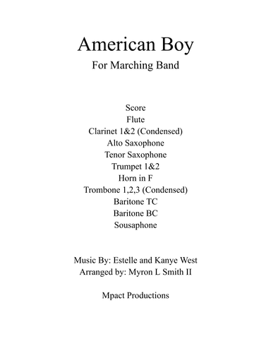 American Boy (arr. Myron L Smith II)