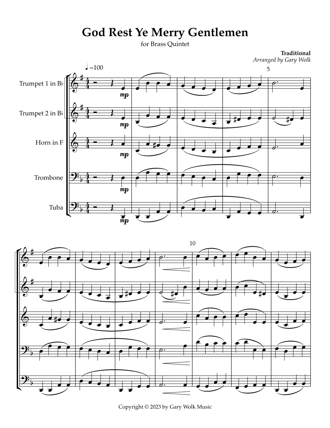 God Rest Ye Merry Gentlemen (arr. Gary Wolk)