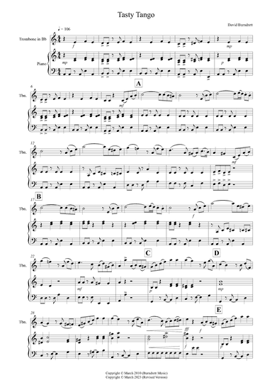 Tasty Tango for Trombone in Bb and Piano