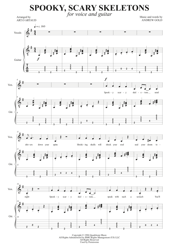 Spooky Scary Skeletons (arr. Art.o Artaud)
