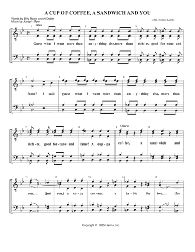A CUP OF COFFEE, A SANDWICH AND YOU (arr. Walter Latzko)