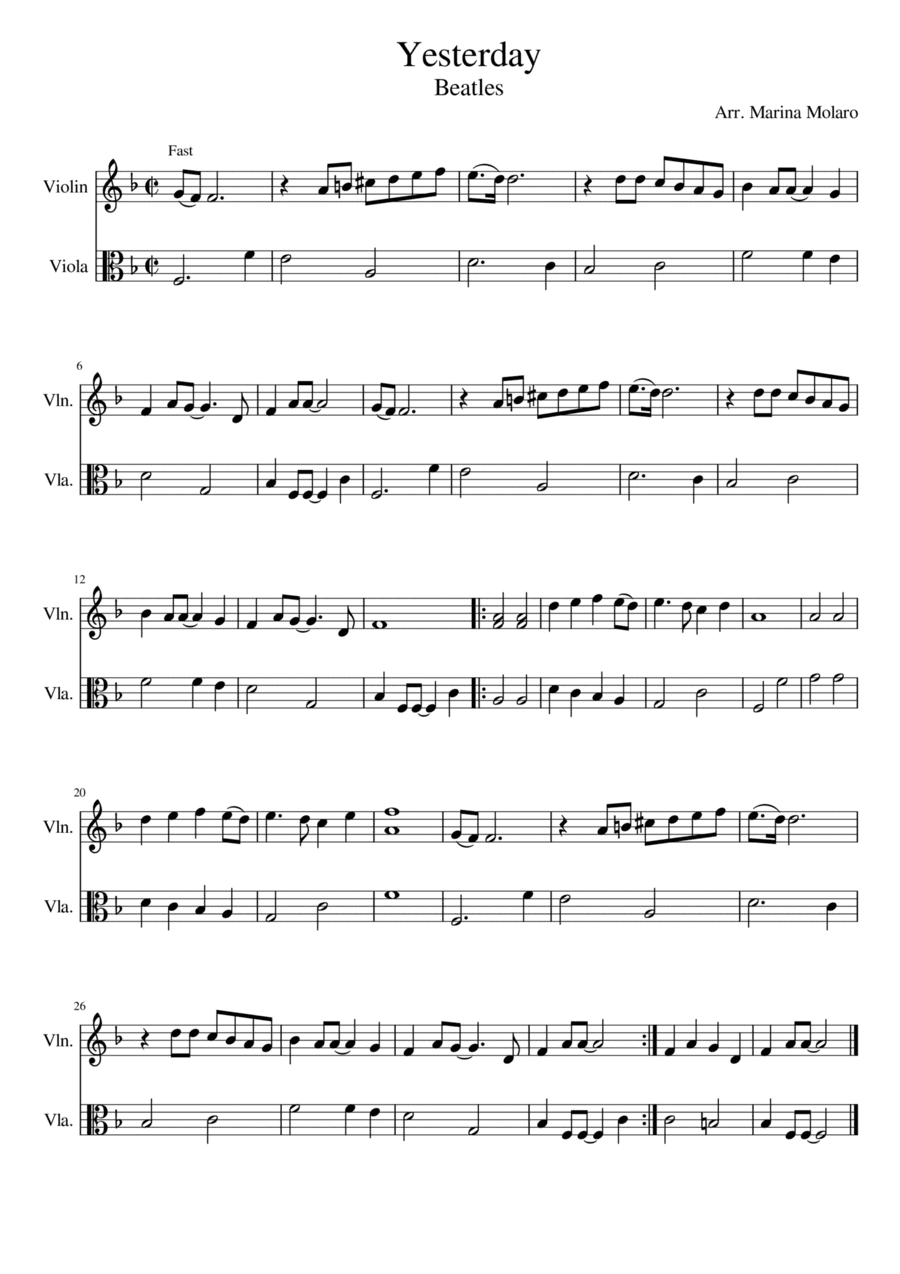 Yesterday (arr. Marina Molaro)