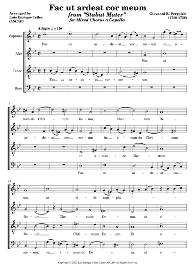 Fac ut ardeat cor meum (arr. Luis Enrique Téllez)
