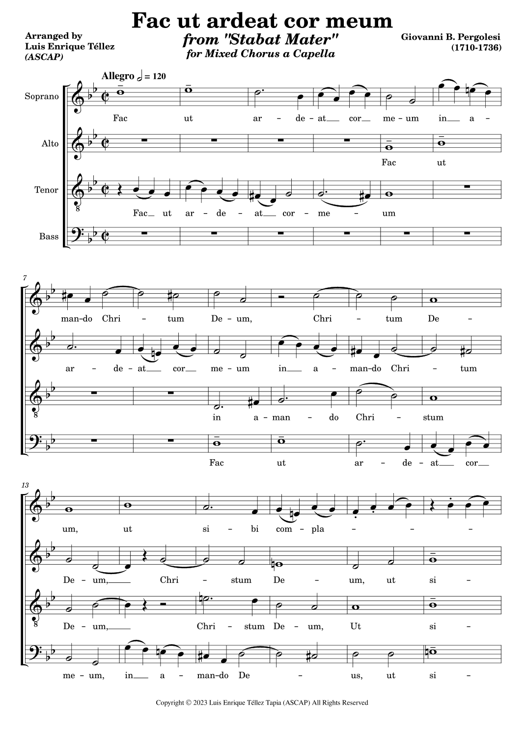 Fac ut ardeat cor meum (arr. Luis Enrique Téllez)