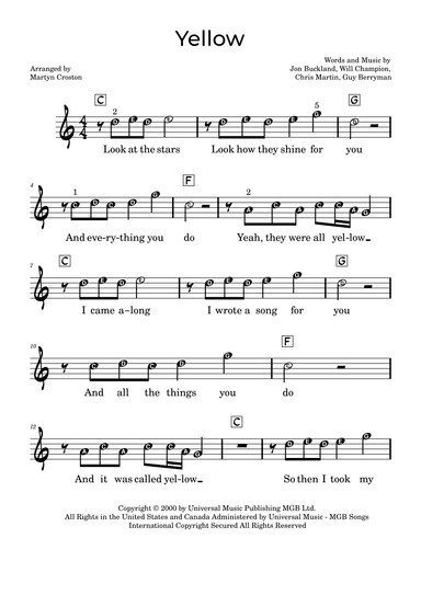 Yellow (arr. Martyn Croston)