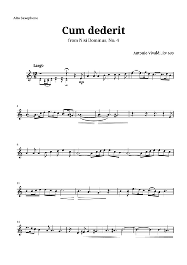 Cum dederit of Vivaldi for Alto Sax (arr. Langanho)