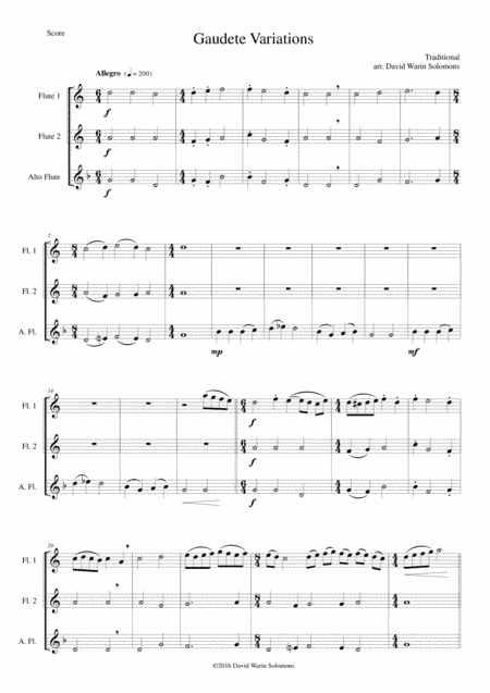 Gaudete Variations for flute trio (arr. David Warin Solomons)