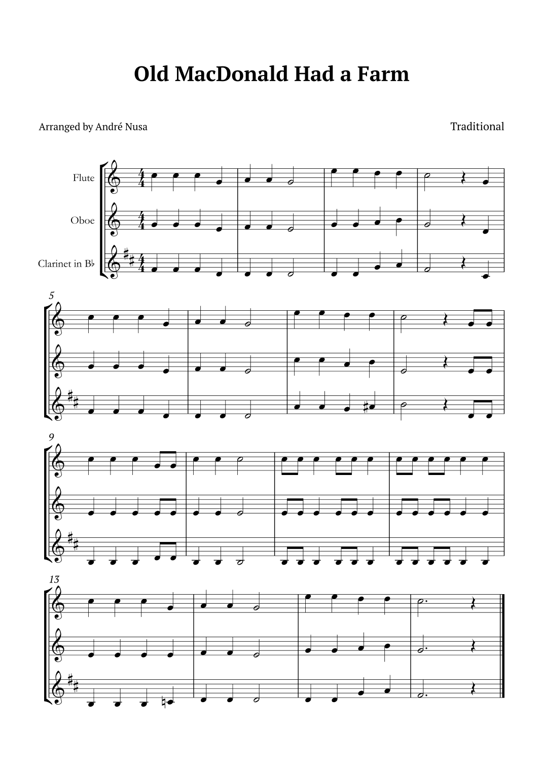 Old MacDonald Had a Farm (arr. André Nusa)