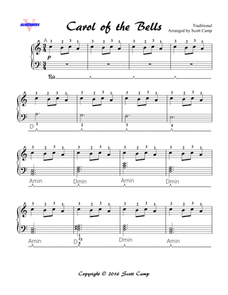 Carol of the Bells (2nd Year Elementary Piano Students) (arr. Scott Camp)