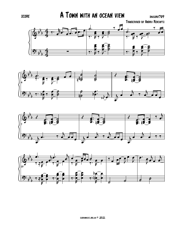 A Town With the Ocean View - JAZZ PIANO (arr. Andrii Redchyts)