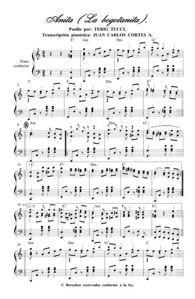 Anita la Bogotana. Pasillo instrumental por Terig Tucci (arr. Juan Carlos Cortés A.)