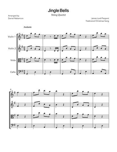 Jingle Bells (for string quartet) (arr. Daniel Nakamura)