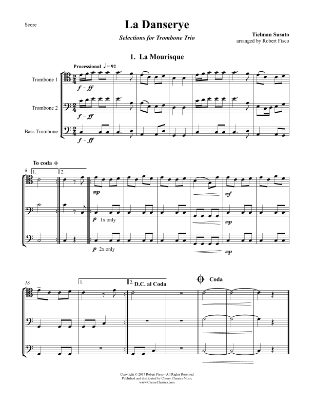 La Danserye - Renaissance Dance Suite for Trombone Trio (arr. Fisco, Bobby)