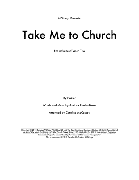 Take Me To Church (arr. Caroline McCaskey)