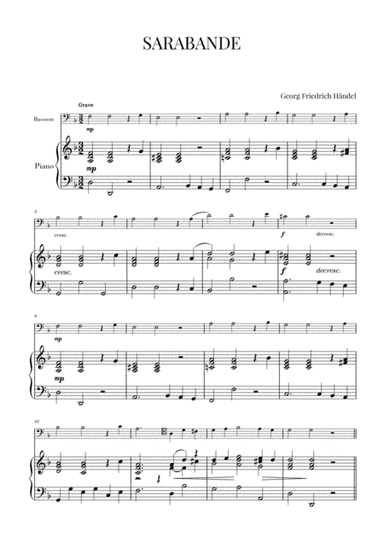 Haendel - Sarabande HWV 437 (for Bassoon and Piano) (arr. Cadenza Editions)