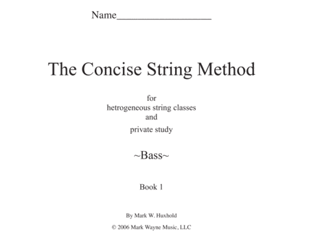 The Concise String Method- Double Bass Book I