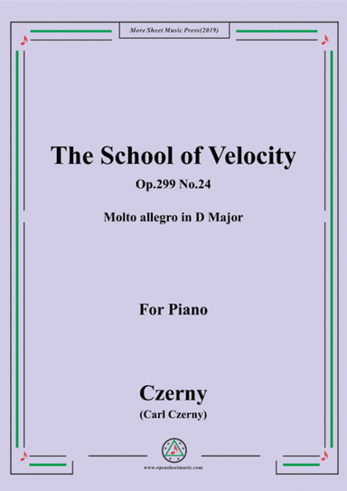 Czerny-The School of Velocity,Op.299 No.24,Molto allegro in D Major,for Piano (arr. MSM)
