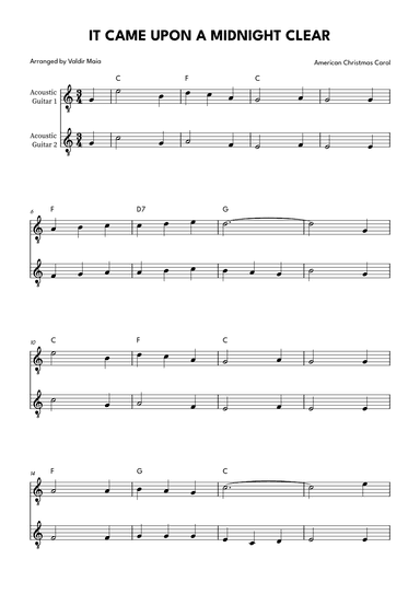 It Came Upon A Midnight Clear - Acoustic Guitar Duet (arr. Valdir Maia)
