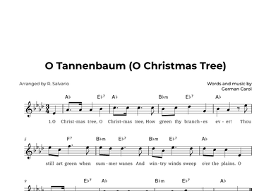 O Tannenbaum (O Christmas Tree) - Key of A-Flat Major (arr. R. Salvario)