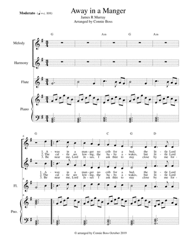 Away in a Manger - voice duet, flute & Piano (arr. Connie Boss)
