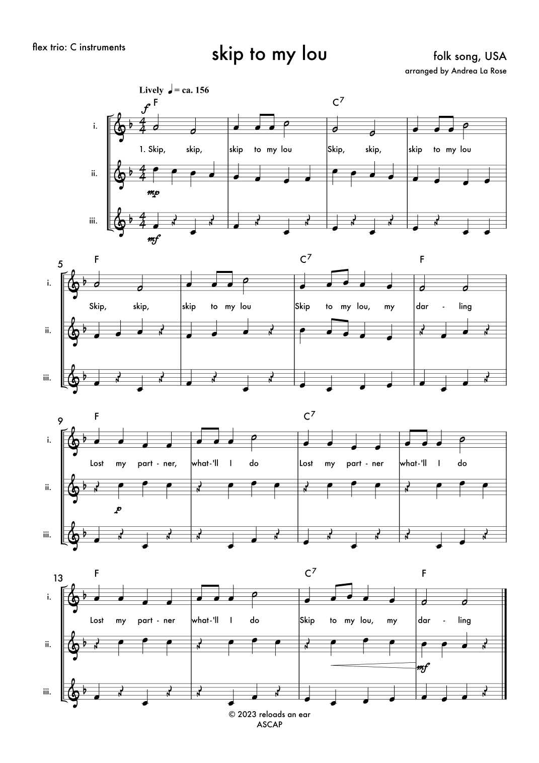 Skip to My Lou (arr. Andrea La Rose)