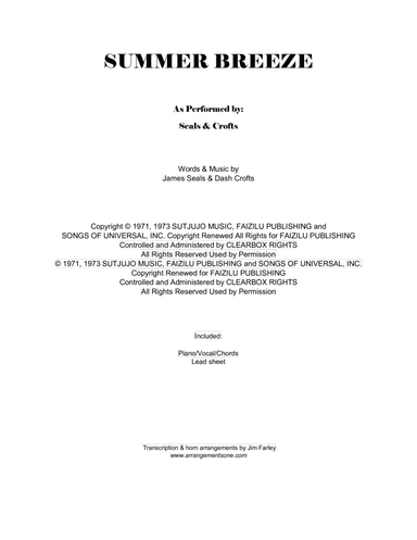 Summer Breeze (arr. Jim Farley www.arrangementsone.com)