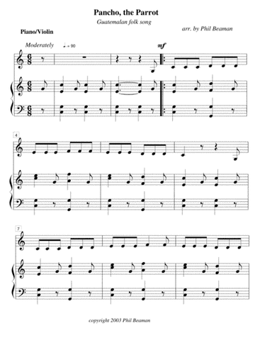 Pancho, the Parrot - violin/piano (arr. Phil Beaman)