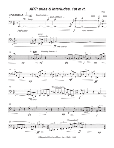 ART: arias & interludes ... Commedia dell'arte for String Quartet (1996, rev. 1997) cello part