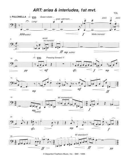 ART: arias & interludes ... Commedia dell'arte for String Quartet (1996, rev. 1997) cello part