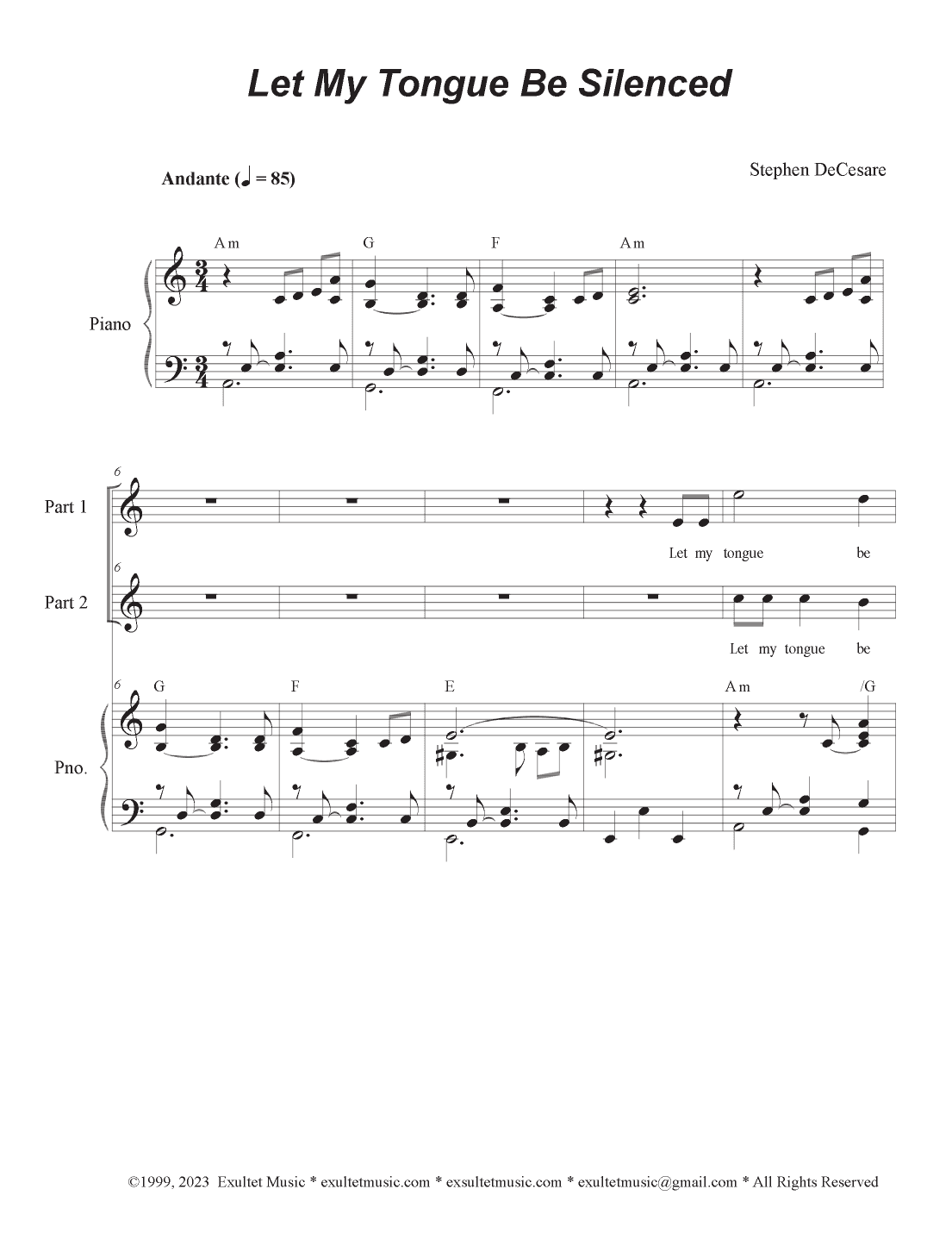 Let My Tongue Be Silenced (2-part choir)