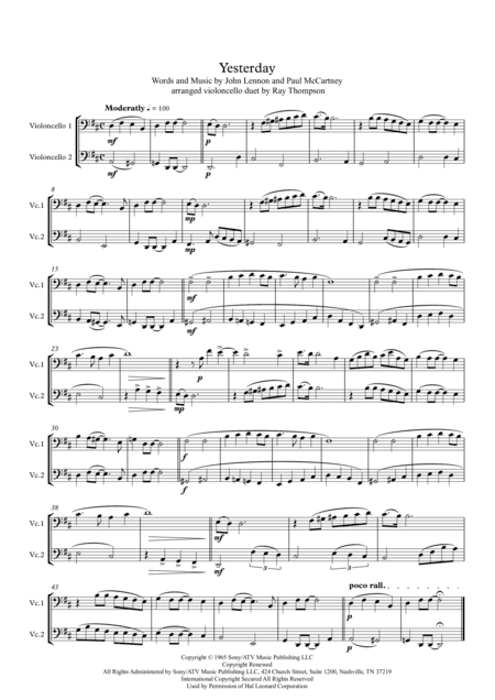 Yesterday (arr. Ray Thompson)