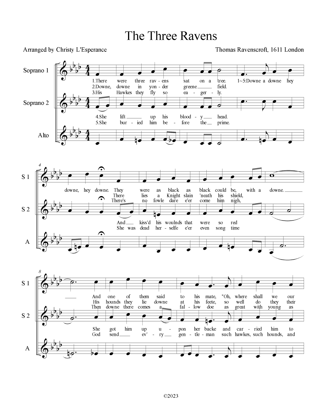 The Three Ravens (arr. Christy L'Esperance)