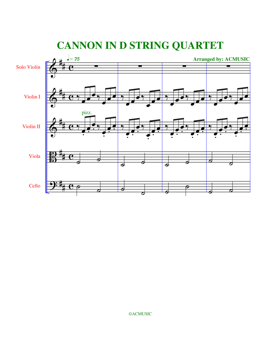 CANNON IN D STRING QUARTET (arr. archecollamusic)