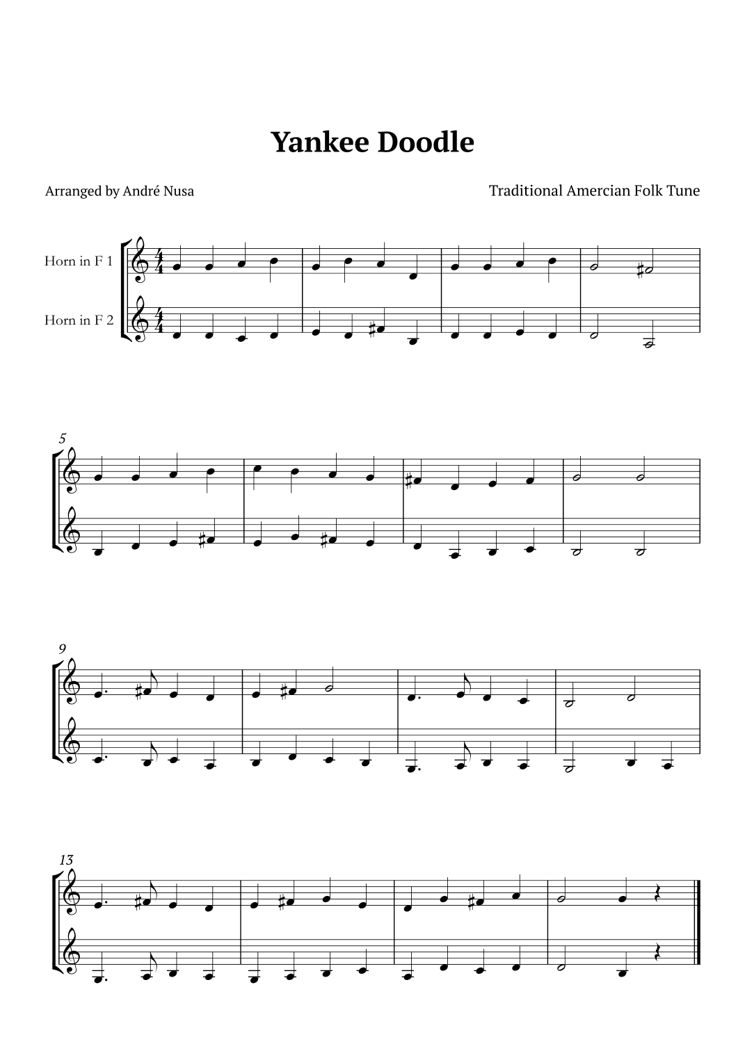Yankee Doodle (arr. André Nusa)