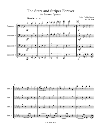 Stars and Stripes Forever (for Bassoon Quartet) (arr. Matthew Fox)