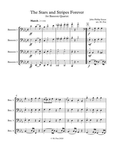 Stars and Stripes Forever (for Bassoon Quartet) (arr. Matthew Fox)