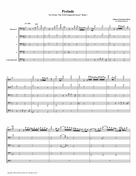 Prelude 08 from  Well-Tempered Clavier, Book 1 (Bassoon Quintet) (arr. Richard Byrnes)